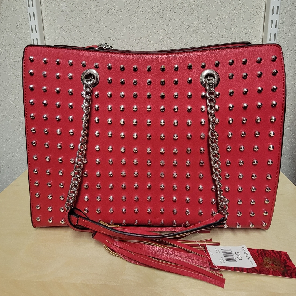 Red Studded Satchel